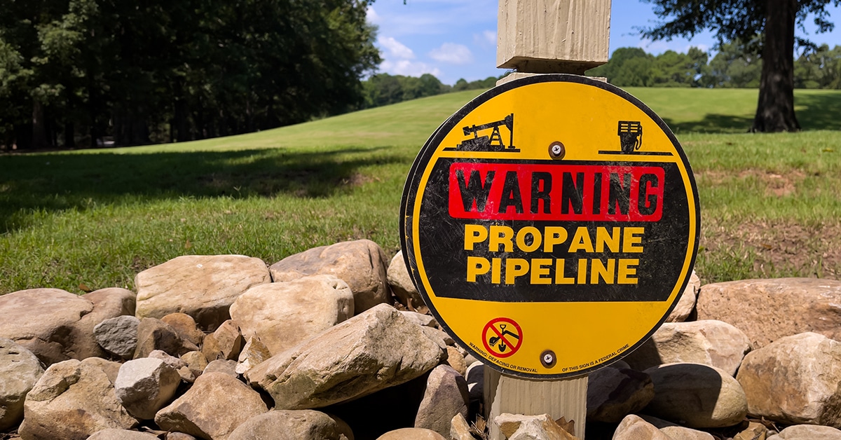 Propane Pipeline Right of Way Sign